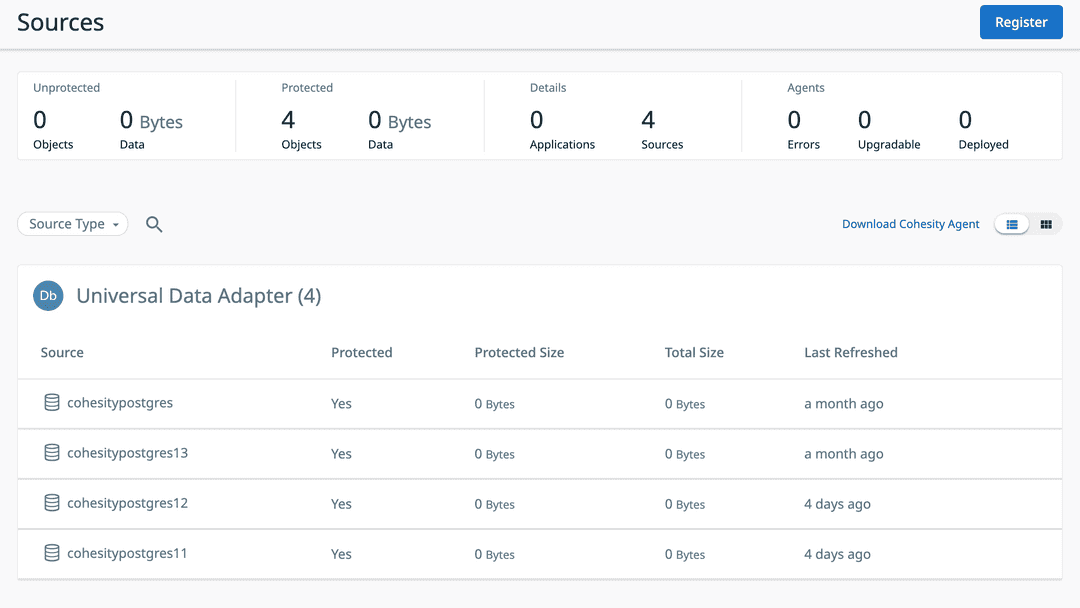 Cohesity Source Registration